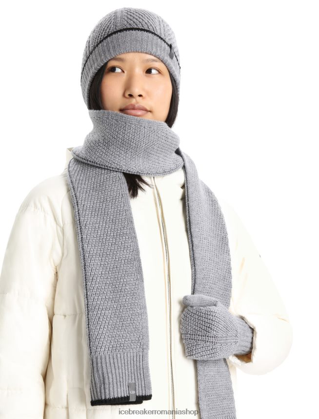 Icebreaker accesorii gresie heather/negru unisex eșarfă merino waypoint DL46T334