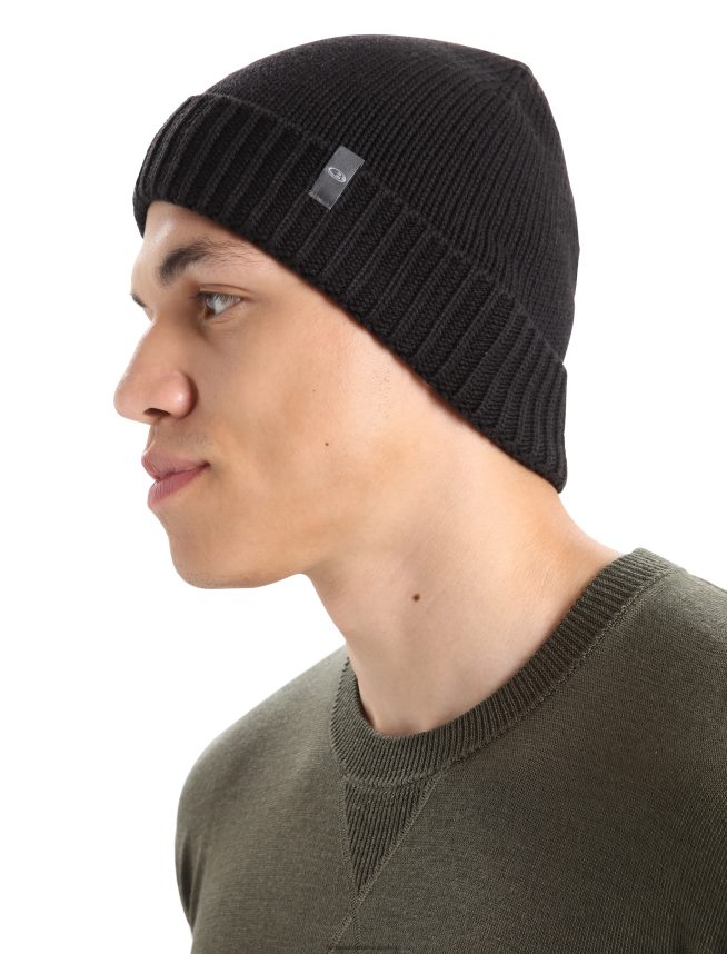 Icebreaker accesorii negru unisex beanie din merino vela cuff DL46T335