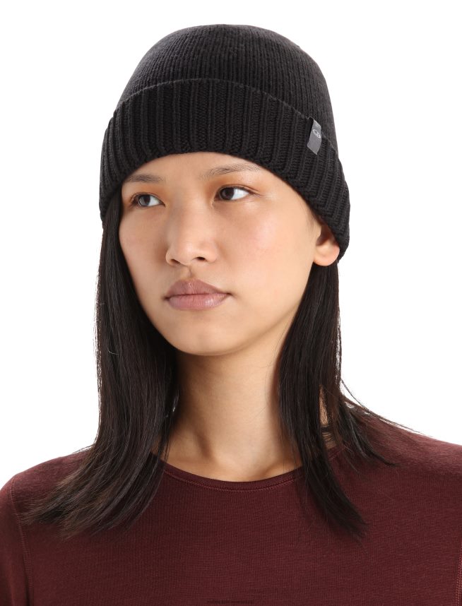 Icebreaker accesorii negru unisex beanie din merino vela cuff DL46T335