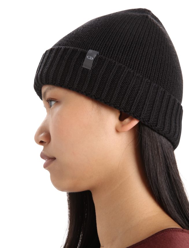 Icebreaker accesorii negru unisex beanie din merino vela cuff DL46T335