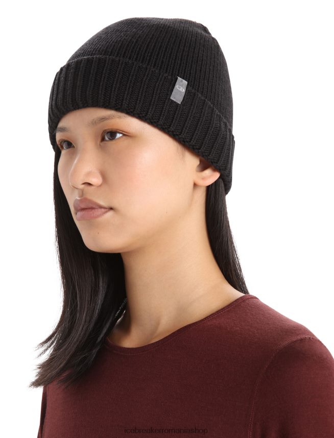 Icebreaker accesorii negru unisex beanie din merino vela cuff DL46T335