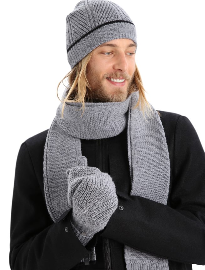 Icebreaker îmbrăcăminte gresie heather/negru unisex mănuși de merino waypoint DL46T304