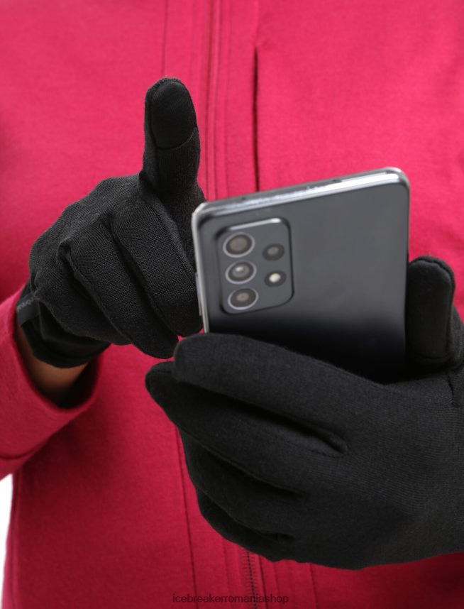 Icebreaker îmbrăcăminte negru unisex căptușeli pentru mănuși merino 260 tech DL46T303