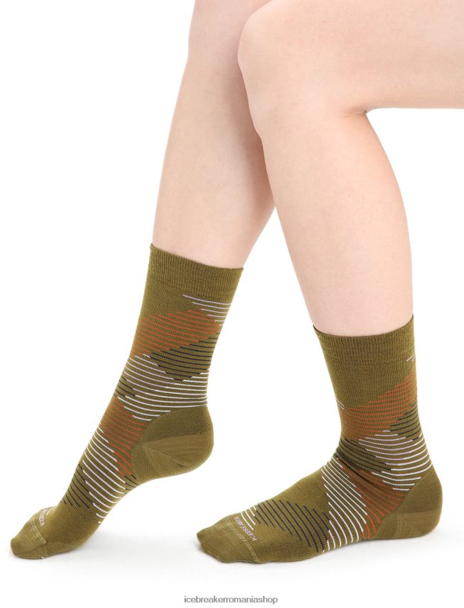 Icebreaker accesorii alge/ceata violet femei merino lifestyle șosete crew de ecartament fin liniuțe DL46T765