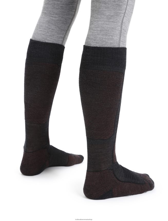 Icebreaker accesorii jet heather/espresso bărbați șosete merino ski+ medii peste gambe DL46T283
