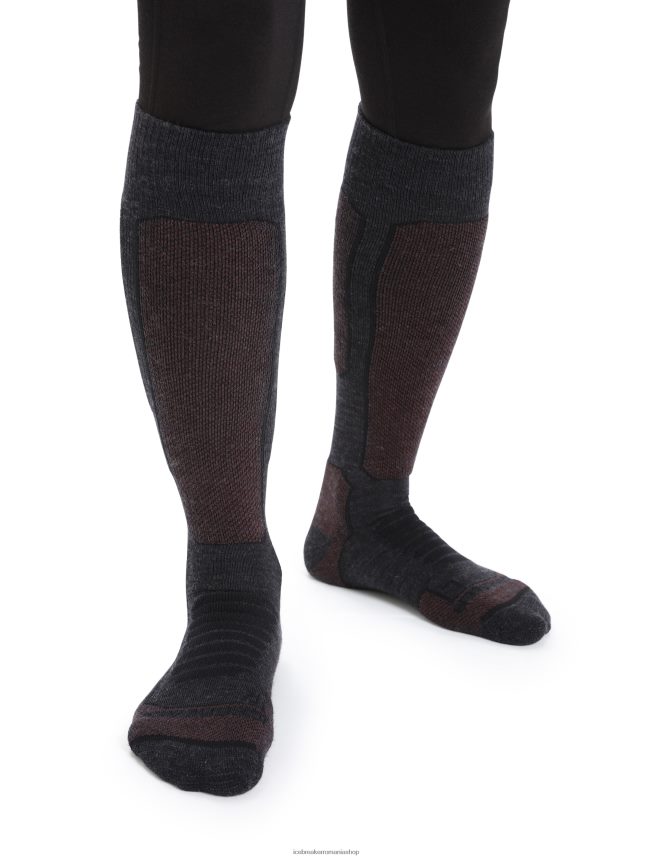 Icebreaker accesorii jet heather/espresso femei șosete merino ski+ medii peste gambe DL46T788