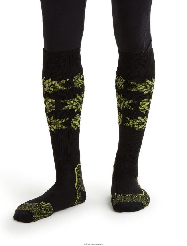 Icebreaker accesorii negru/strălucire bărbați merino ski+ șosete ușoare peste vițel schi heritage DL46T457