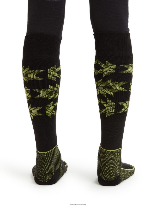 Icebreaker accesorii negru/strălucire bărbați merino ski+ șosete ușoare peste vițel schi heritage DL46T457