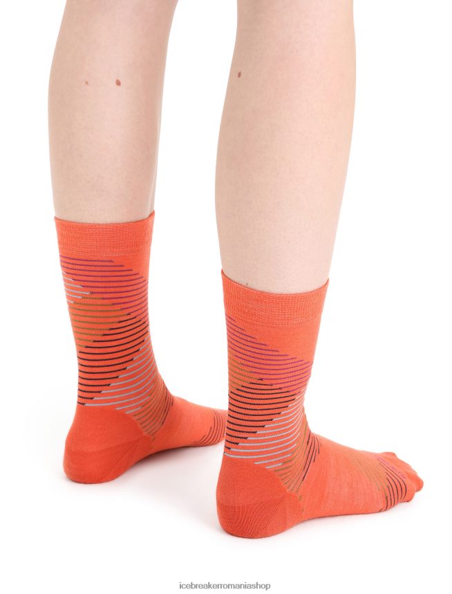 Icebreaker accesorii pământ vibrant heather/go berry femei merino lifestyle șosete crew de ecartament fin liniuțe DL46T766