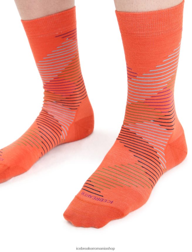 Icebreaker accesorii pământ vibrant heather/go berry femei merino lifestyle șosete crew de ecartament fin liniuțe DL46T766