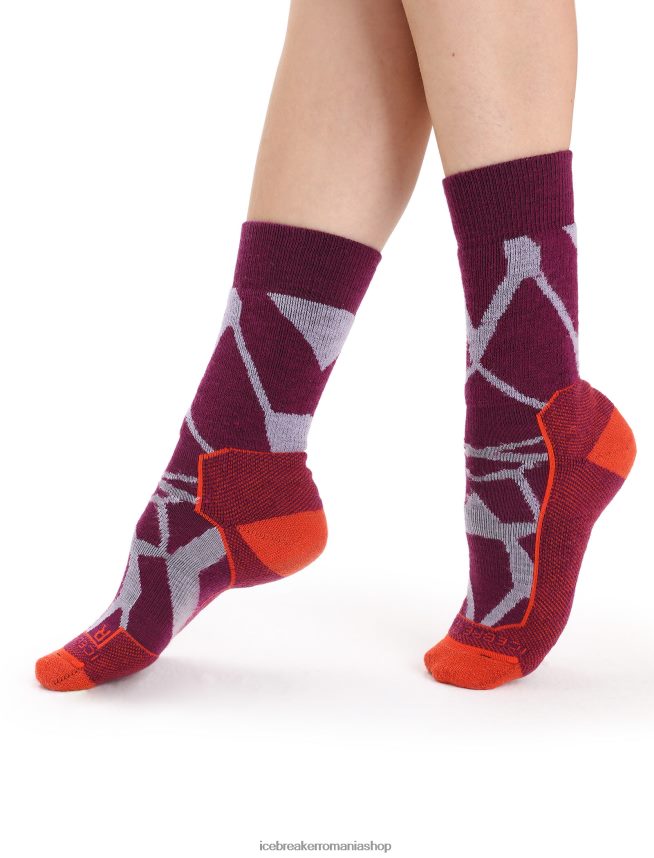 Icebreaker accesorii privire mov/go berry femei merino hike+ șosete medii peisaje fracturate DL46T775
