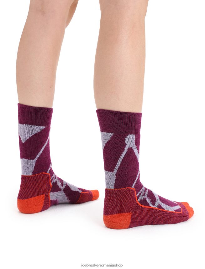 Icebreaker accesorii privire mov/go berry femei merino hike+ șosete medii peisaje fracturate DL46T775