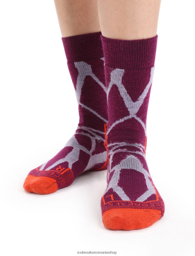 Icebreaker accesorii privire mov/go berry femei merino hike+ șosete medii peisaje fracturate DL46T775