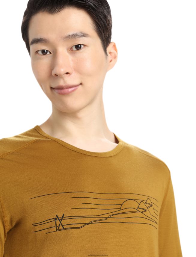 Icebreaker îmbrăcăminte cuișoare bărbați merino 200 oasis cu mânecă lungă crewe termică cu dungi de schi DL46T447