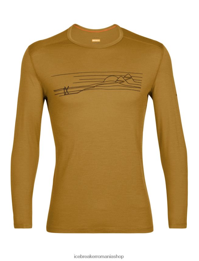 Icebreaker îmbrăcăminte cuișoare bărbați merino 200 oasis cu mânecă lungă crewe termică cu dungi de schi DL46T447