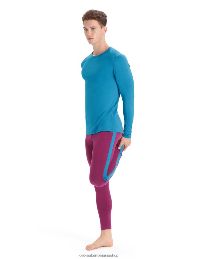 Icebreaker îmbrăcăminte geo albastru bărbați Merino 200 Oasis cu mânecă lungă, top termic pentru echipaj DL46T137