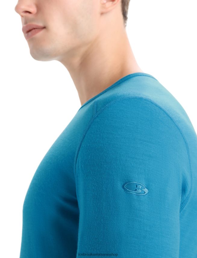 Icebreaker îmbrăcăminte geo albastru bărbați Merino 200 Oasis cu mânecă lungă, top termic pentru echipaj DL46T137