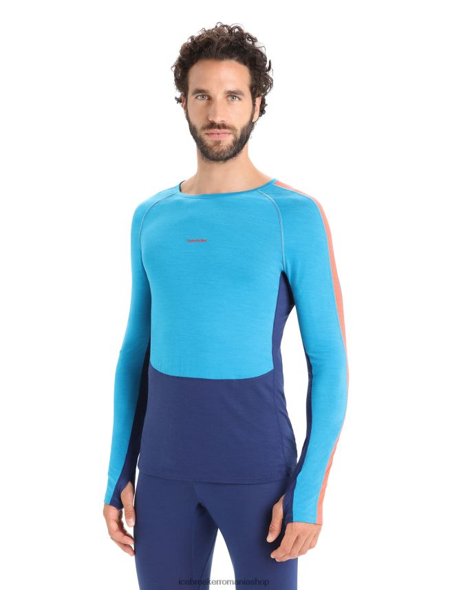 Icebreaker îmbrăcăminte geo blue/royal navy bărbați 125 zoneknit merinos bluză termică cu mânecă lungă DL46T177