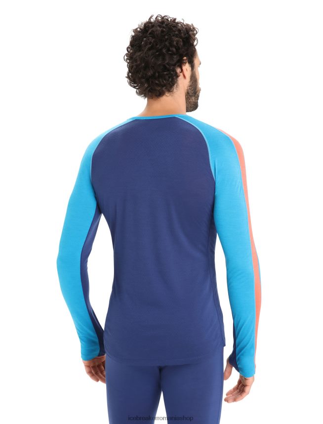 Icebreaker îmbrăcăminte geo blue/royal navy bărbați 125 zoneknit merinos bluză termică cu mânecă lungă DL46T177