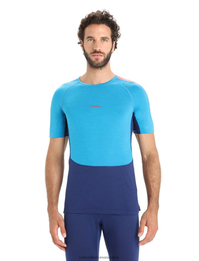 Icebreaker îmbrăcăminte geo blue/royal navy bărbați 125 zoneknit merinos cu mânecă scurtă echipaj de top termic DL46T171
