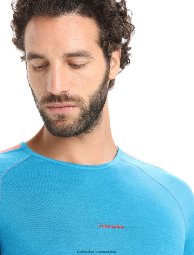 Icebreaker îmbrăcăminte geo blue/royal navy bărbați 125 zoneknit merinos cu mânecă scurtă echipaj de top termic DL46T171