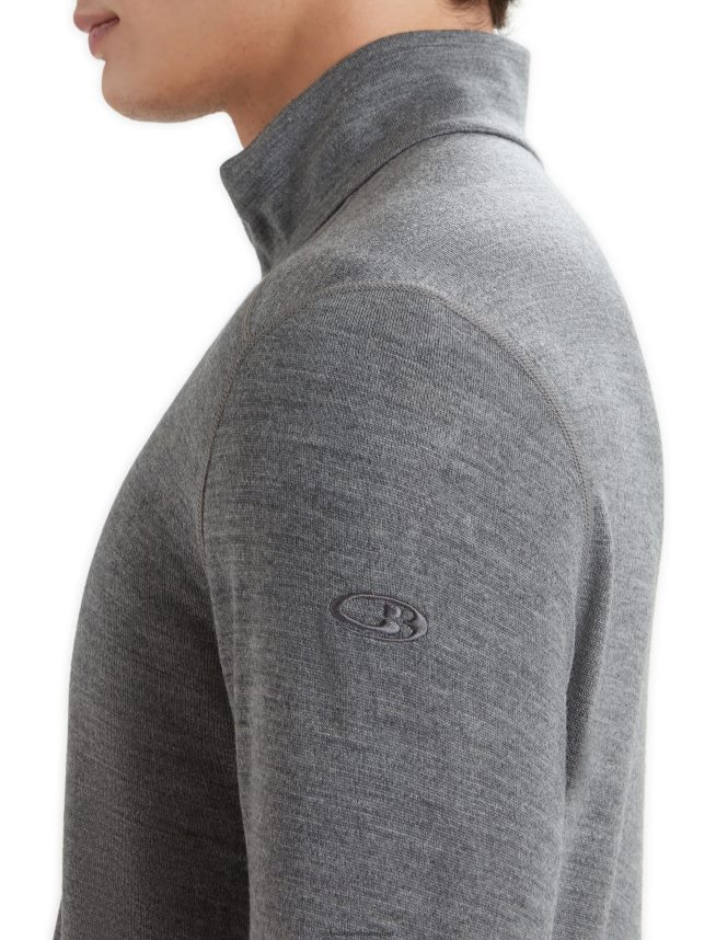 Icebreaker îmbrăcăminte gritstone heather bărbați Top termic cu mânecă lungă merino 260 tech cu jumătate de fermoar DL46T166