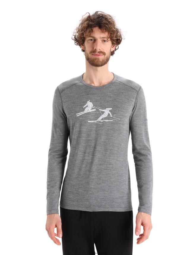 Icebreaker îmbrăcăminte gritstone heather bărbați merino 200 oasis top cu mânecă lungă termică ultima rundă DL46T434