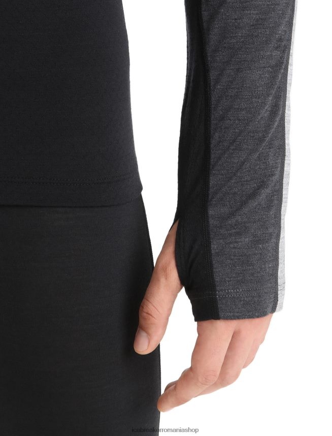 Icebreaker îmbrăcăminte jet heather/negru bărbați 125 zoneknit merinos bluză termică cu mânecă lungă DL46T178