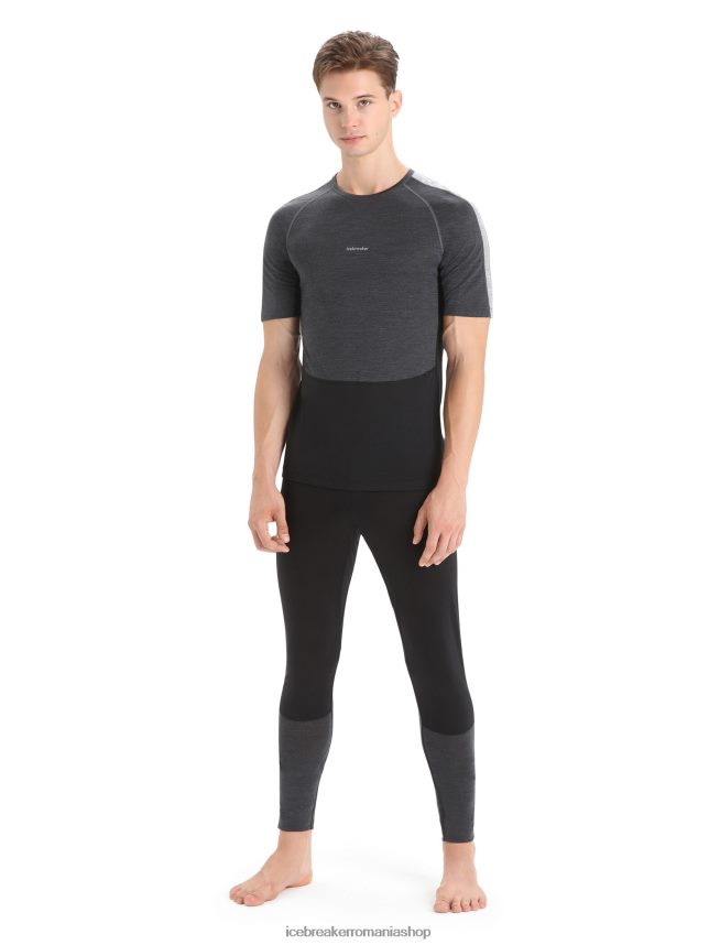Icebreaker îmbrăcăminte jet heather/negru bărbați 125 zoneknit merinos cu mânecă scurtă echipaj de top termic DL46T172