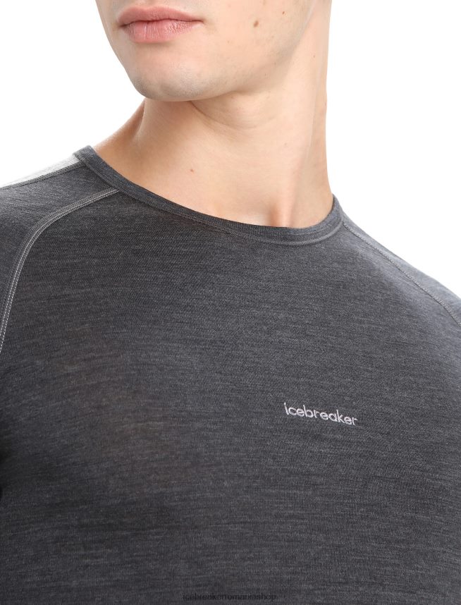 Icebreaker îmbrăcăminte jet heather/negru bărbați 125 zoneknit merinos cu mânecă scurtă echipaj de top termic DL46T172