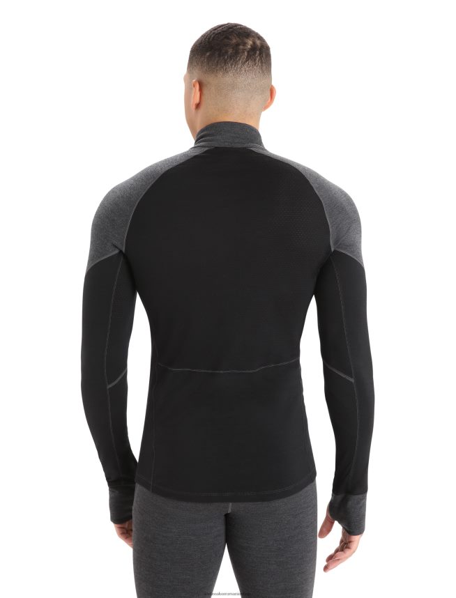 Icebreaker îmbrăcăminte jet heather/negru bărbați Bodyfitzone merino 260 zone top termic cu mânecă lungă cu jumătate de fermoar DL46T387