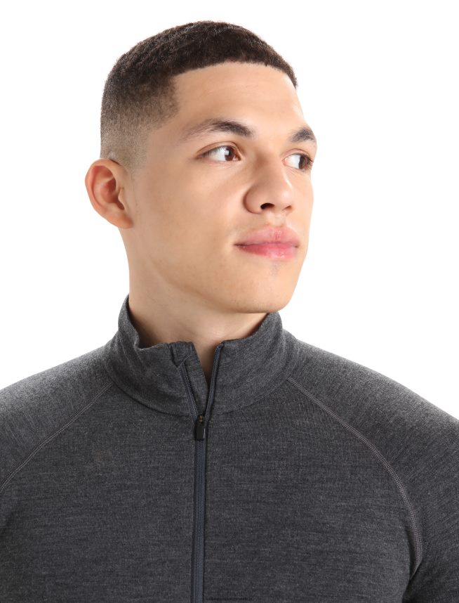Icebreaker îmbrăcăminte jet heather/negru bărbați Bodyfitzone merino 260 zone top termic cu mânecă lungă cu jumătate de fermoar DL46T387