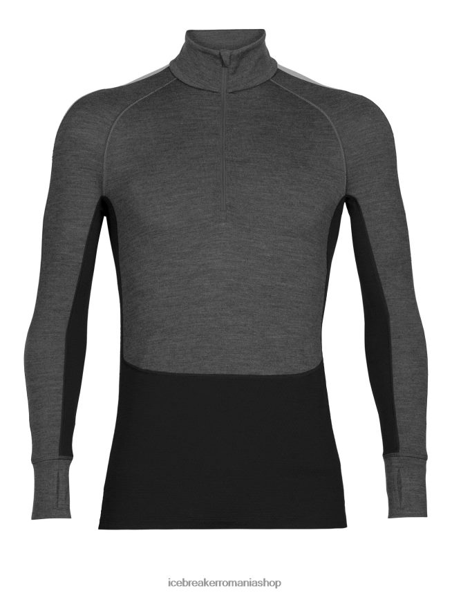 Icebreaker îmbrăcăminte jet heather/negru bărbați Top termic cu jumătate de fermoar cu mânecă lungă din merino din 260 zoneknit DL46T175