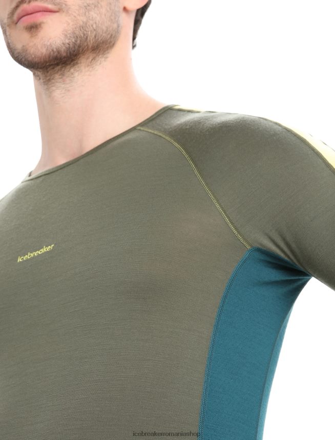 Icebreaker îmbrăcăminte loden/verde glorie bărbați Top termic cu mânecă lungă din merino din 200 zoneknit DL46T180