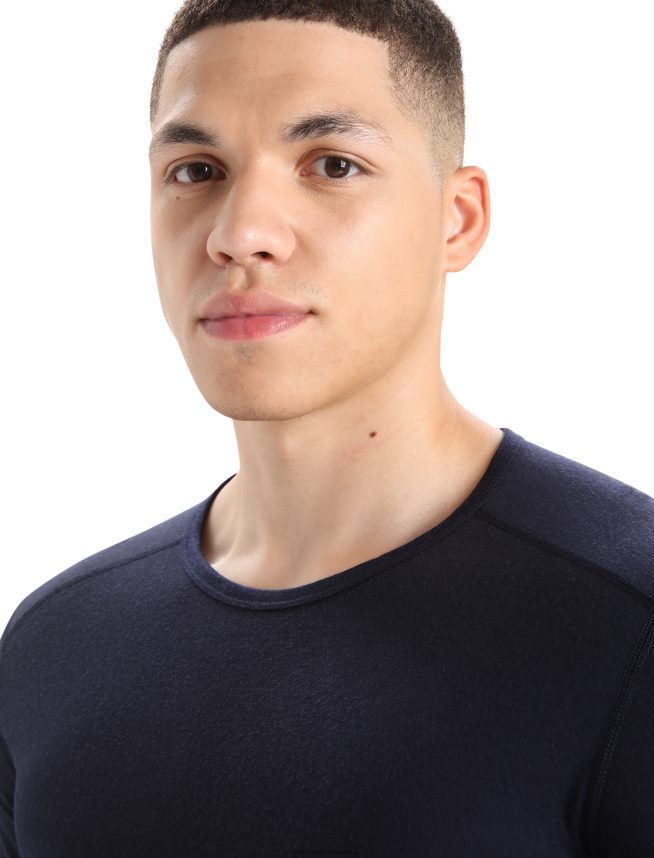 Icebreaker îmbrăcăminte marina de la miezul nopții bărbați Merino 200 Oasis cu mânecă lungă, top termic pentru echipaj DL46T134