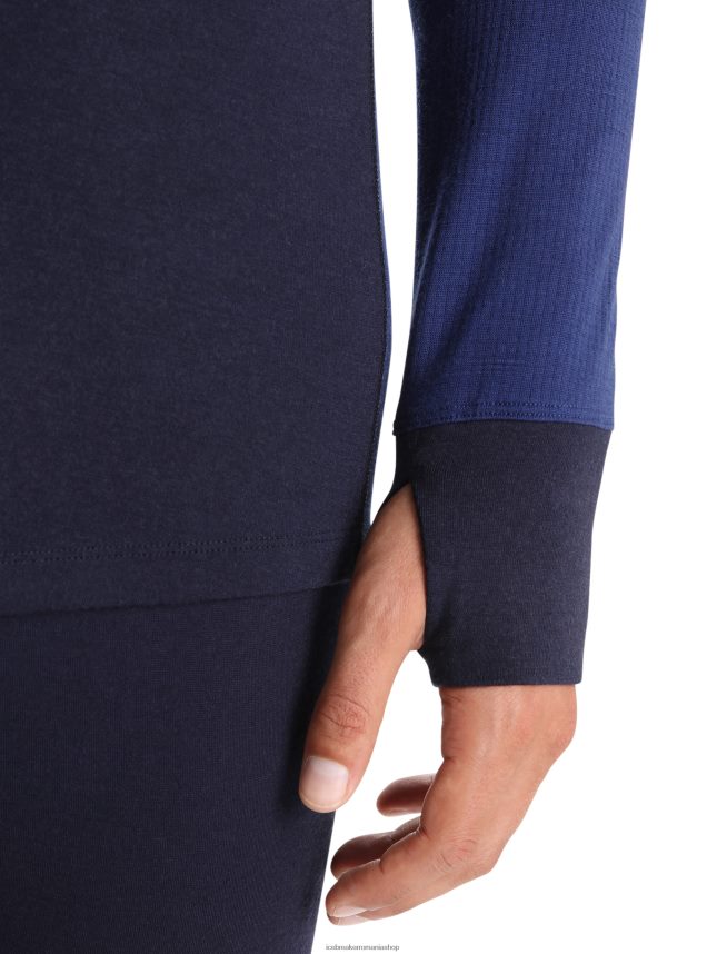 Icebreaker îmbrăcăminte marina de la miezul nopții/marina regală bărbați Bodyfitzone merino 260 zone top termic cu mânecă lungă cu jumătate de fermoar DL46T388