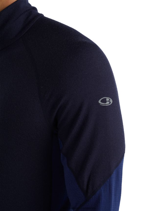 Icebreaker îmbrăcăminte marina de la miezul nopții/marina regală bărbați Bodyfitzone merino 260 zone top termic cu mânecă lungă cu jumătate de fermoar DL46T388