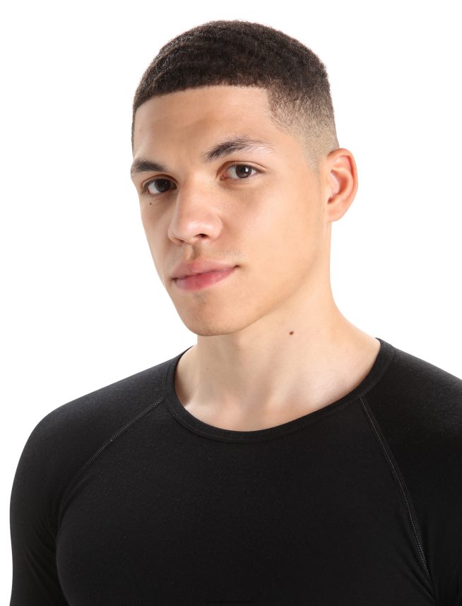 Icebreaker îmbrăcăminte negru bărbați Bodyfitzone merino 150 zone cu mânecă lungă, top termic crewe DL46T173