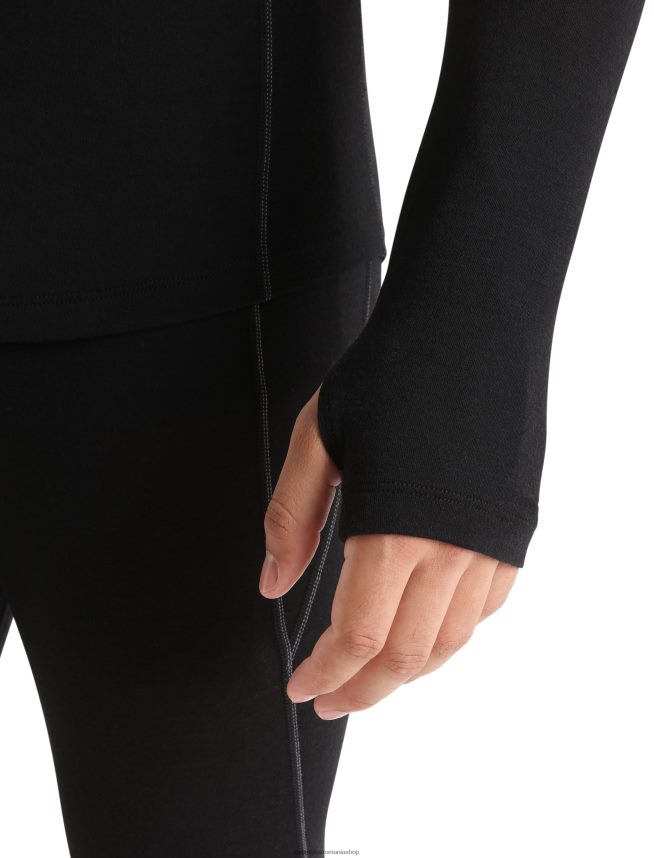 Icebreaker îmbrăcăminte negru bărbați Bodyfitzone merino 150 zone cu mânecă lungă, top termic crewe DL46T173