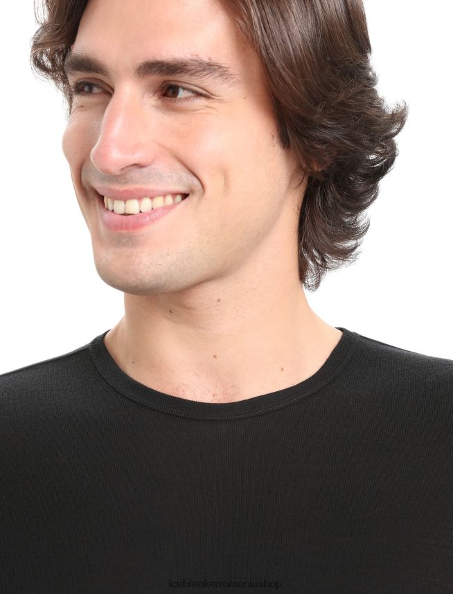 Icebreaker îmbrăcăminte negru bărbați Merino 175 de zi cu zi cu mânecă scurtă echipaj de top termic DL46T161