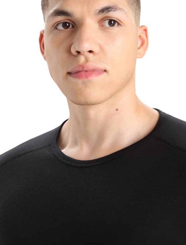 Icebreaker îmbrăcăminte negru bărbați Merino 200 Oasis cu mânecă lungă, top termic pentru echipaj DL46T133