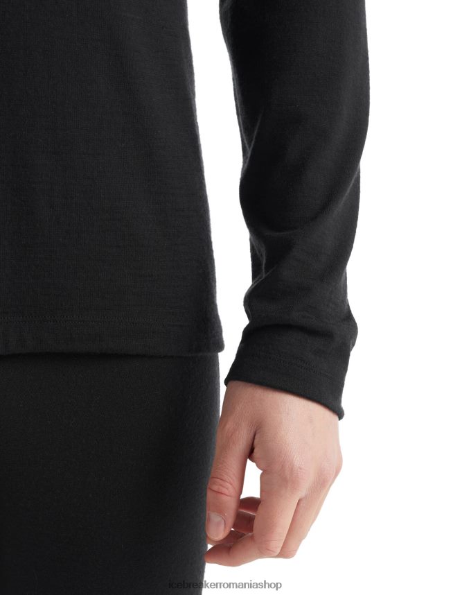 Icebreaker îmbrăcăminte negru bărbați Merino 200 Oasis cu mânecă lungă, top termic pentru echipaj DL46T133