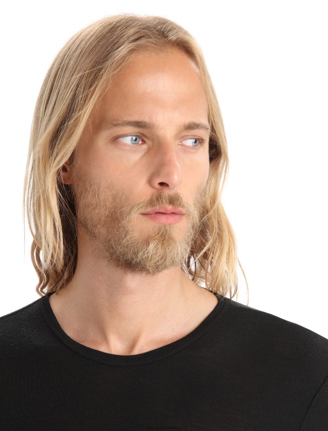 Icebreaker îmbrăcăminte negru bărbați Top termic pentru echipaj cu mânecă lungă merino 175 de zi cu zi DL46T162