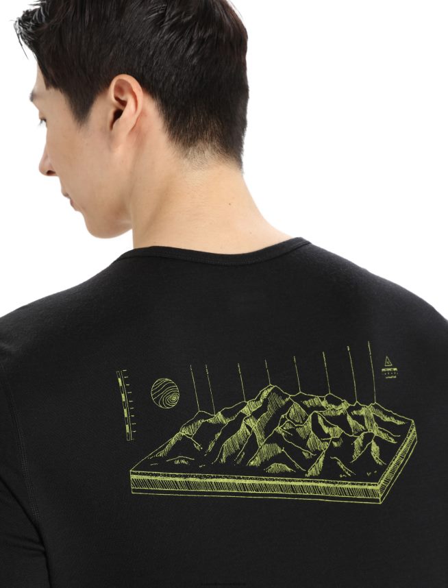 Icebreaker îmbrăcăminte negru bărbați merino 200 oasis mânecă lungă echipaj termic top alpi 3d DL46T426