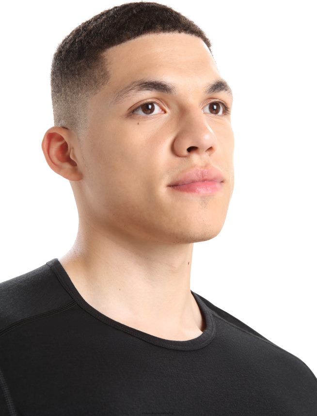 Icebreaker îmbrăcăminte negru bărbați top termic cu mânecă scurtă merino 200 oasis DL46T153