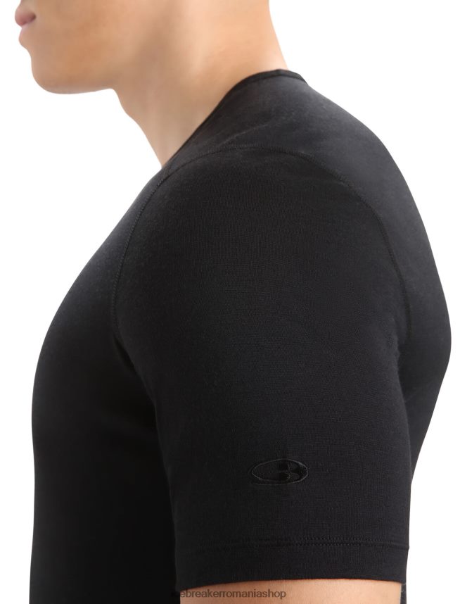 Icebreaker îmbrăcăminte negru bărbați top termic cu mânecă scurtă merino 200 oasis DL46T153