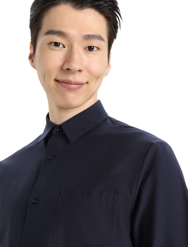 Icebreaker îmbrăcăminte marina de la miezul nopții bărbați cămașă cu mânecă lungă din merino berlin DL46T372