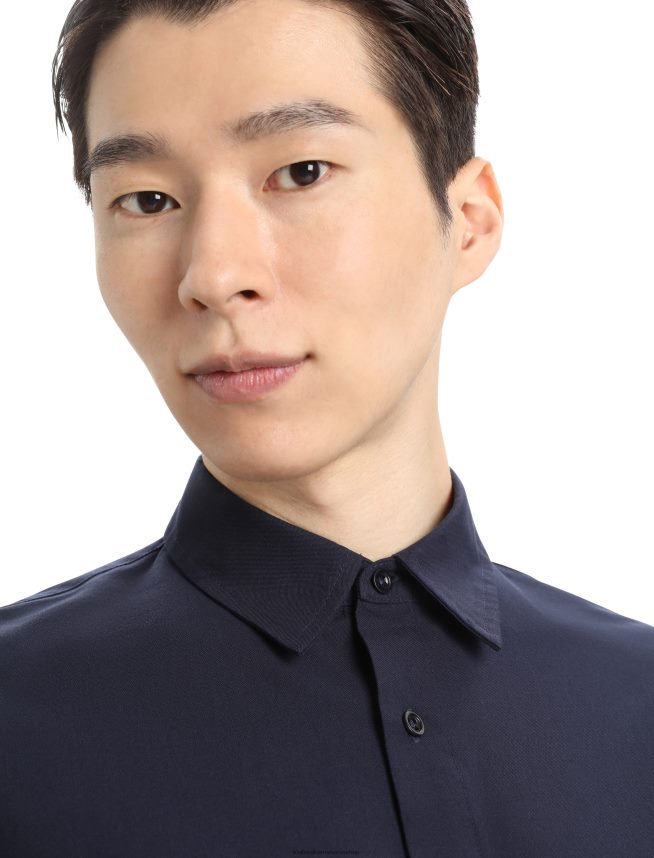 Icebreaker îmbrăcăminte marina de la miezul nopții bărbați cămașă cu mânecă lungă din merino berlin DL46T372