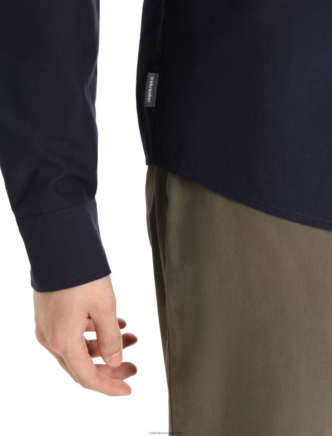 Icebreaker îmbrăcăminte marina de la miezul nopții bărbați cămașă cu mânecă lungă din merino berlin DL46T372