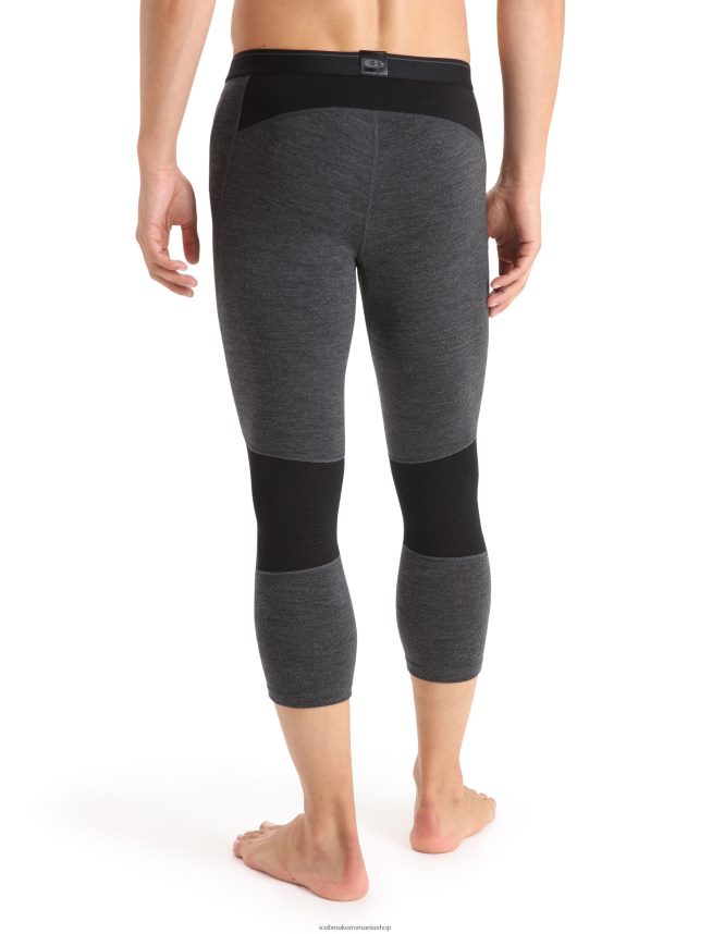 Icebreaker îmbrăcăminte jet heather/negru bărbați jambiere termice bodyfitzone merino 260 zone 3/4 DL46T443